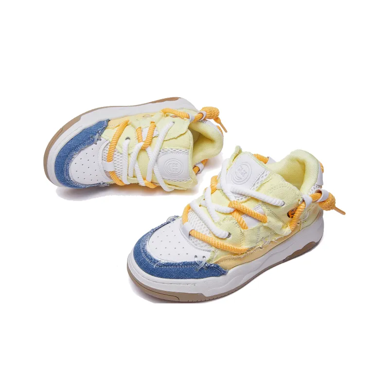 DFOA Height Increasing Lightweight Breathable Low-Top Skateboard Shoes Unisex Yellow-4