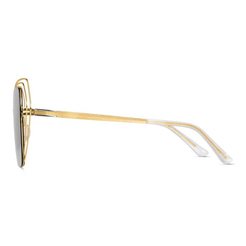 Mita Stainless Steel Irregular Shape Sunglasses Women's-2