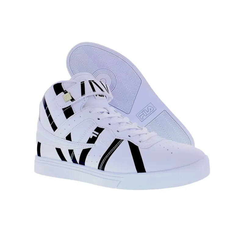 FILA Anti Slip Wear Resistant High Top Skateboard Shoes Men's White-3