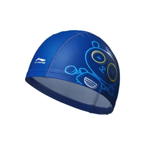 LiNing Fabric-Coated Swim Cap PU Kids' 23-26CM Black Blue