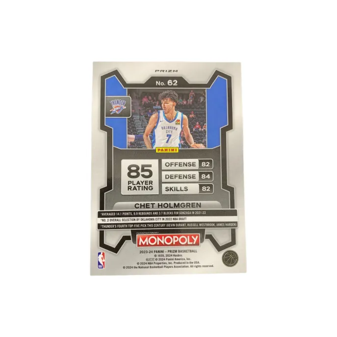PANINI 2024 PRIZM Thunder, Chet, Holmgren, Purple Ripple Fold, Card Pass Sports Cards 1 Pc-1