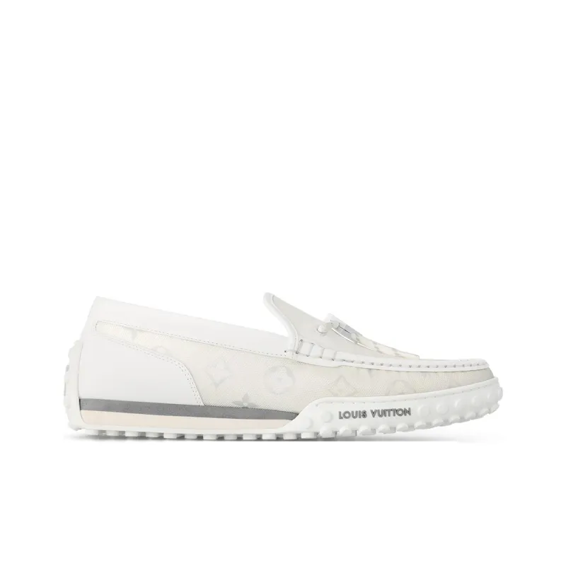 LOUIS VUITTON Racer Moccasins Shoes 'White Mesh Monogram'-1
