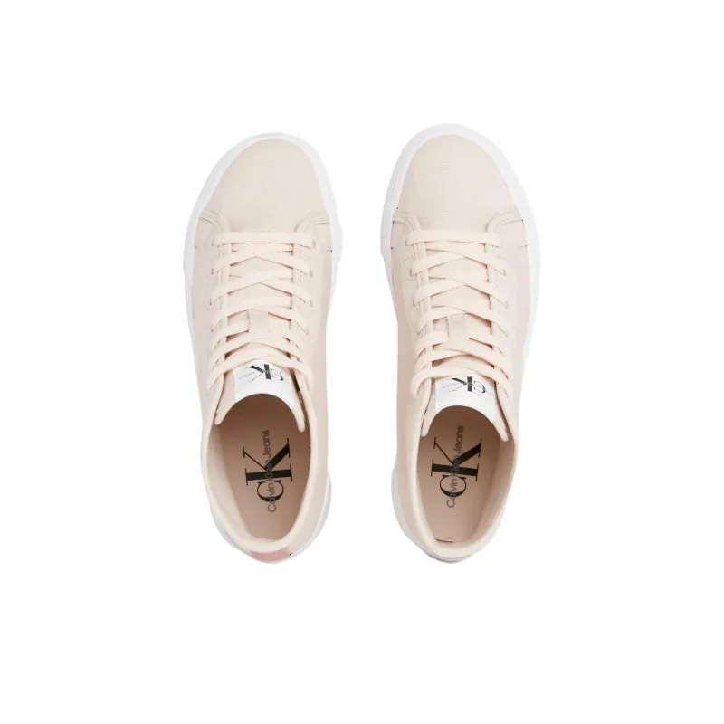 CKJ CALVIN KLEIN JEANS High Top Skateboard Shoes Women's Beige-3