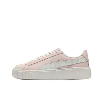 PUMA BASKET PLATFORM Slip-Resistant Low-Top Skateboard Shoes Women's Pink White