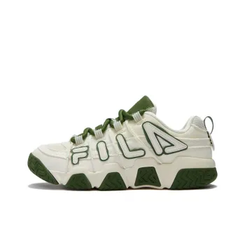 FILA FUSION BARRICADE Puffy Shoes Cushioning Anti Slip And Wear Resistant Low Top Vintage Basketball Shoes Men's White