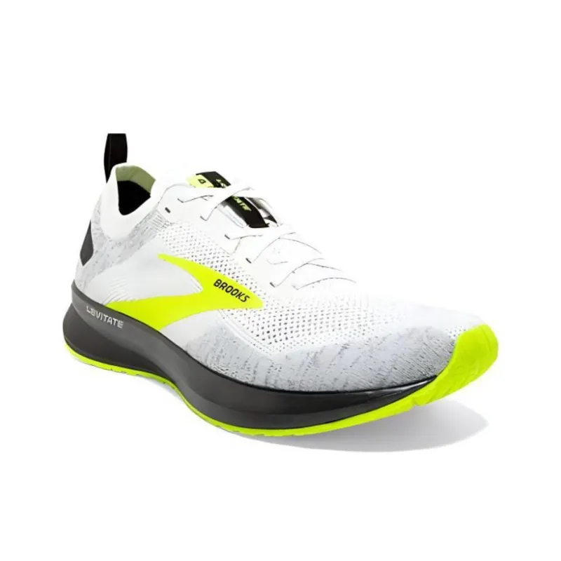 Brooks Levitate 4 Durable Breathable Low-Top Athletic Shoes Women's White Yellow-2