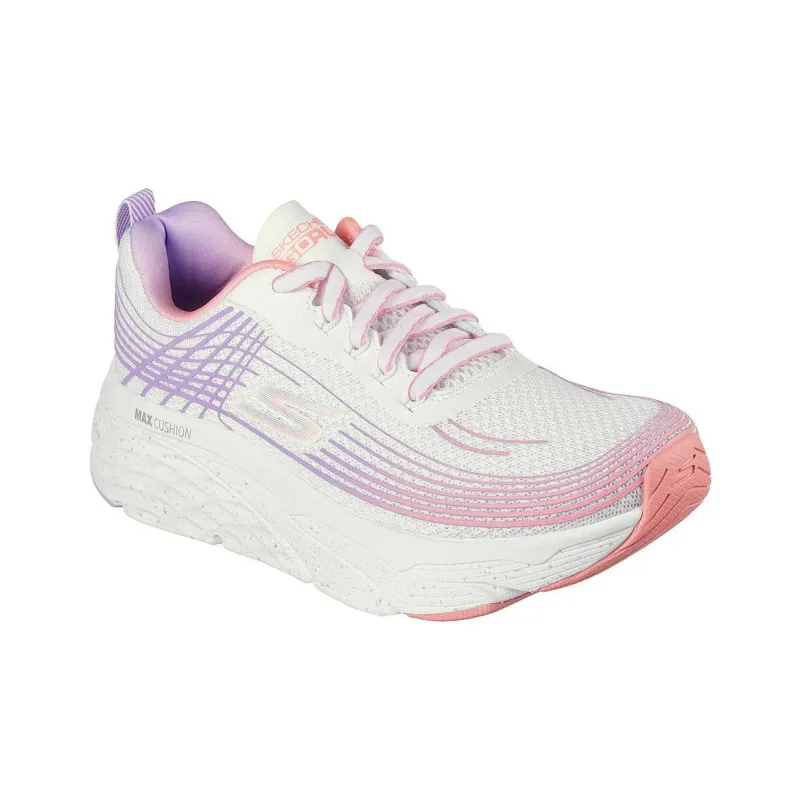 Skechers Max Cushioning Anti-Slip And Wear-Resistant Support Low-Top Casual Running Shoes Women's White Purple-2