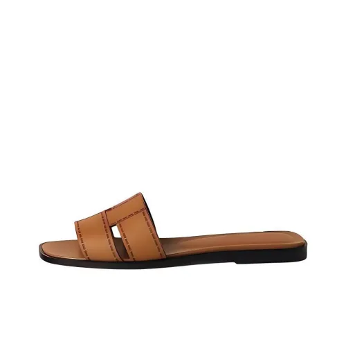 HERMES Slip Resistant Slide Slippers Women's Brown