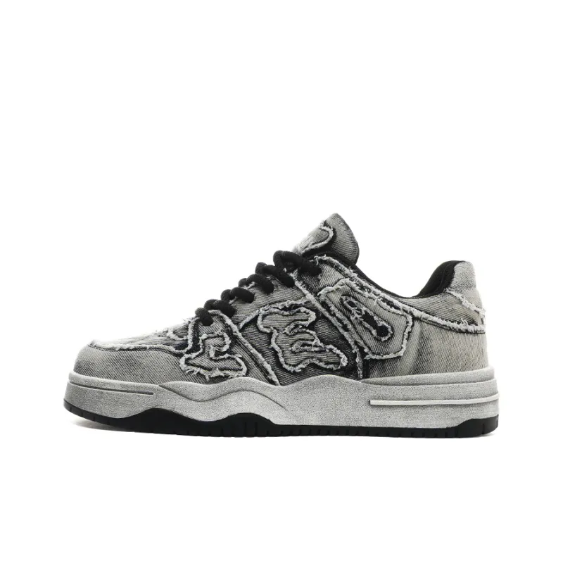 CEDAR HAN Anti-Slip Wear-Resistant Breathable Moisture-Wicking Low-Top Canvas Shoes Unisex Washed Gray Black-0