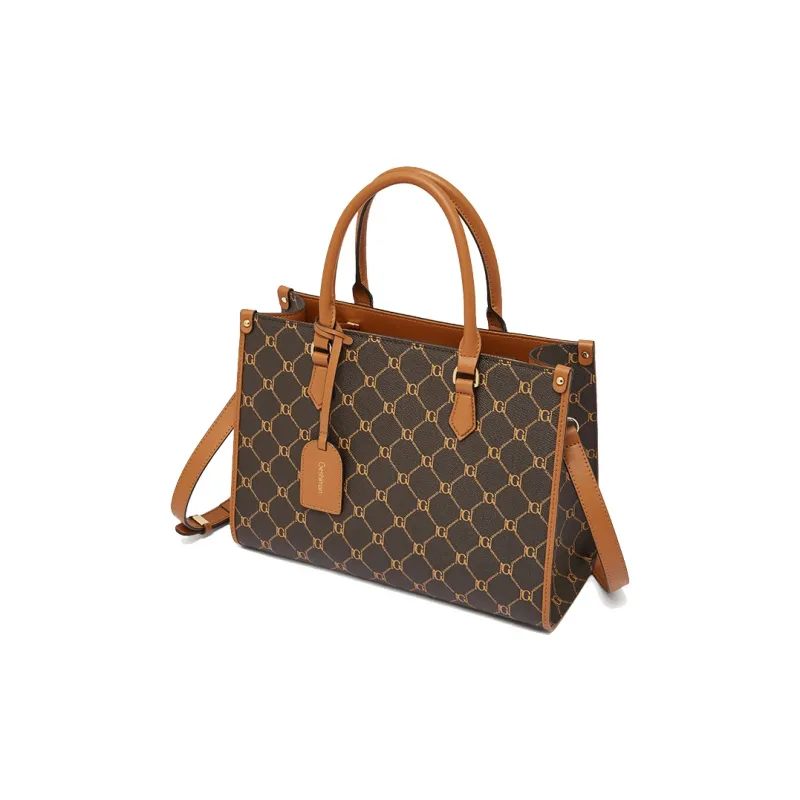 Geshiman PVC Crossbody Handbags Regular Women's Coffee/Ecru-3