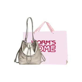 Worm's Home PU Backpack On The Shoulder Regular Women's White/Silver/Black