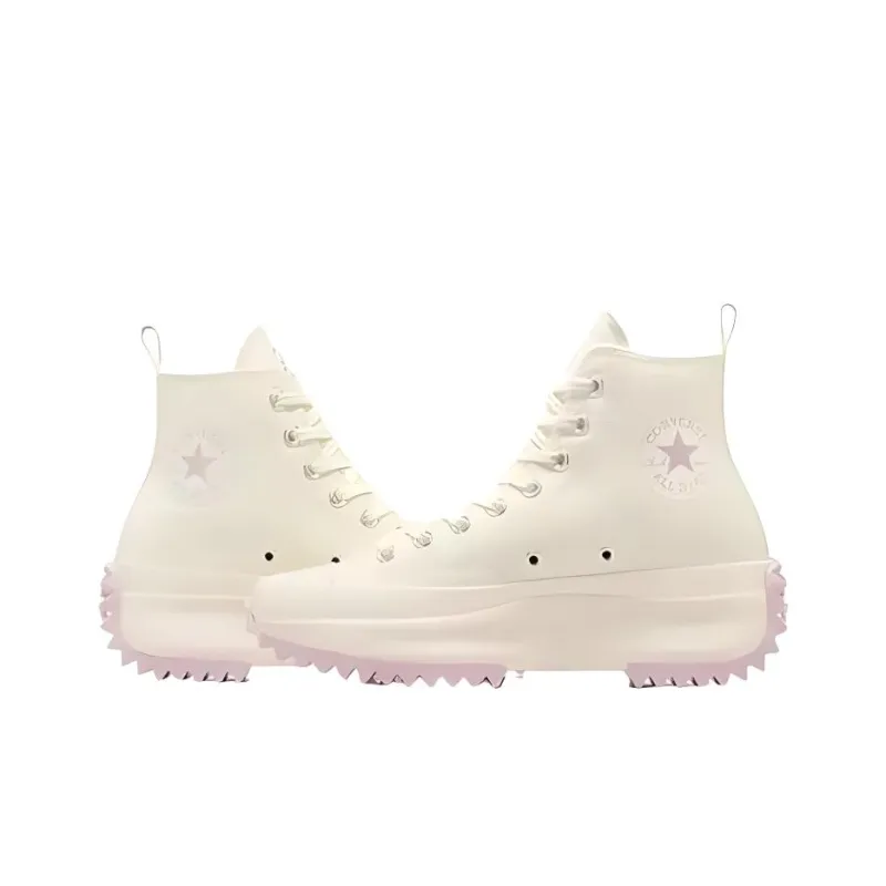Converse Run Star Hike Platform Slip-Resistant High-Top Canvas Shoes Unisex White Purple-2