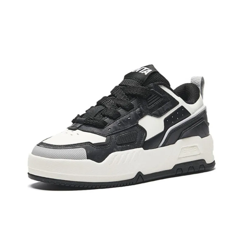 Anta Anti Slip Wear Resistant Low Top Skateboard Shoes Men's Black White-1