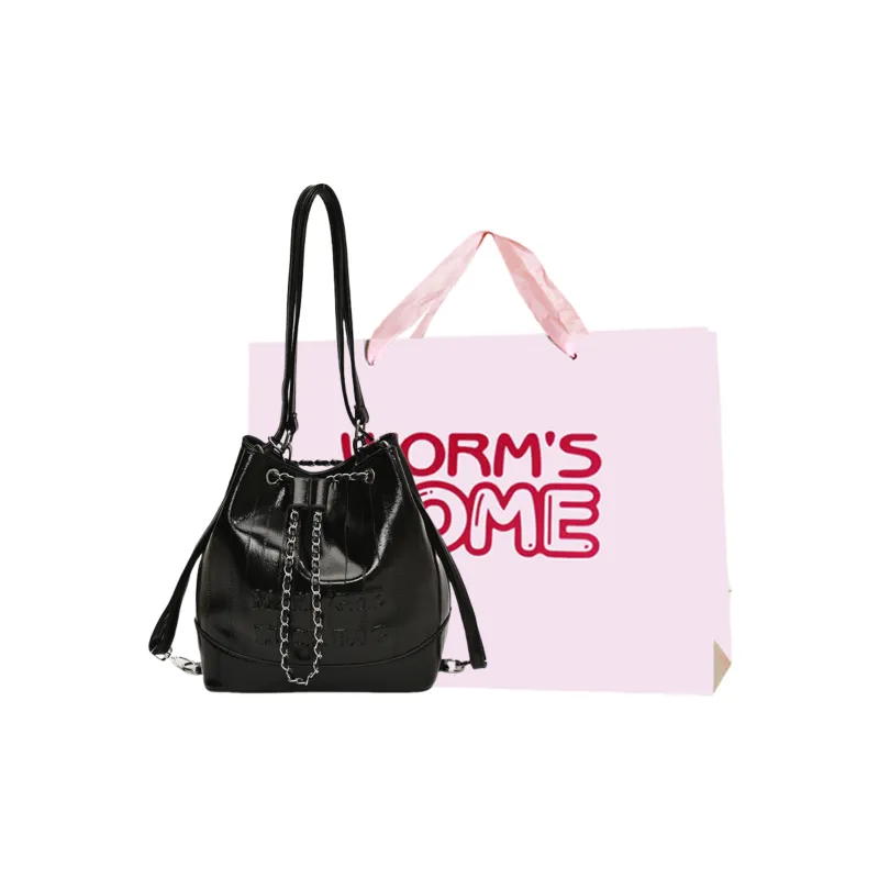 Worm's Home PU One Shoulder Crossbody Backpack Handbag Regular Women's White/Silver/Black-14