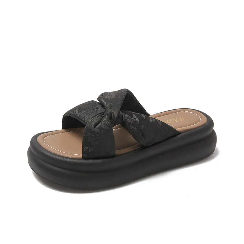 Bull Charm Rubber Sole Stitching Abrasion-Resistant Slide Slippers Women's-0
