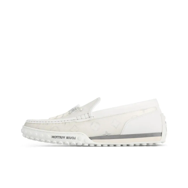 LOUIS VUITTON Racer Moccasins Shoes 'White Mesh Monogram'-0