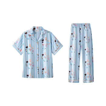 Wabi Town Pajama Set Women's Blue White