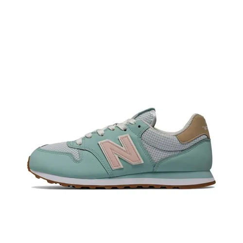 New Balance NB 500 Running Shoes Women's Low-Top Crab Shell Green/Brown/Peach Soda Pink/Misty Gray