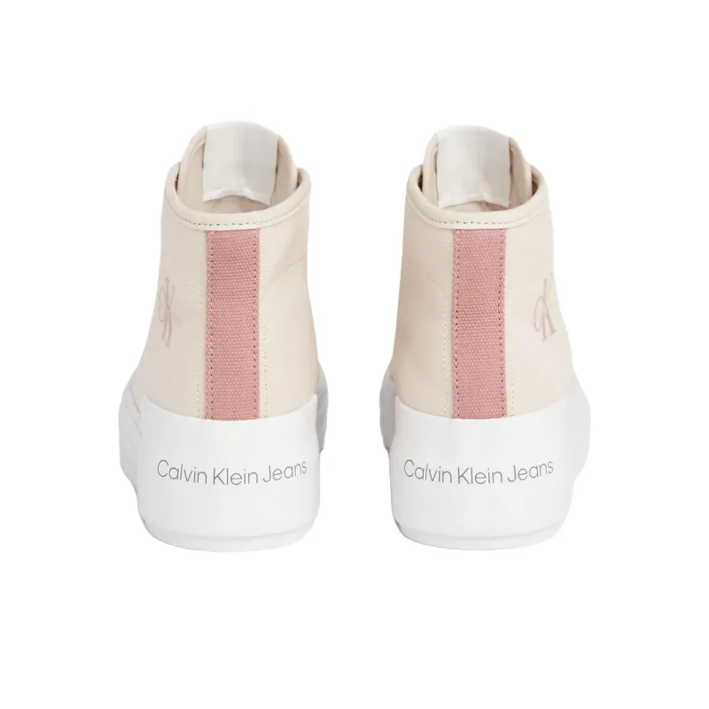 CKJ CALVIN KLEIN JEANS High Top Skateboard Shoes Women's Beige-4