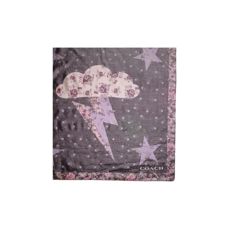 COACH Cotton Silk Metal Silk Scarves Women's Purple-1