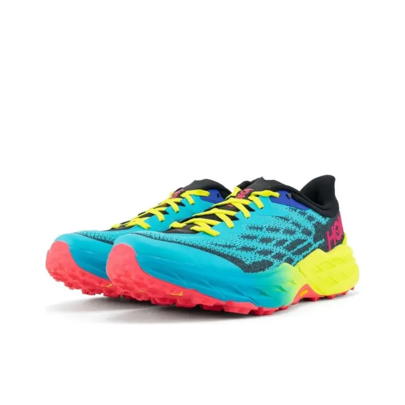 HOKA ONE ONE Speedgoat 5 Shock Absorbers Low Top Casual Running Shoes Men's Blue Green Red Loose Fit-2