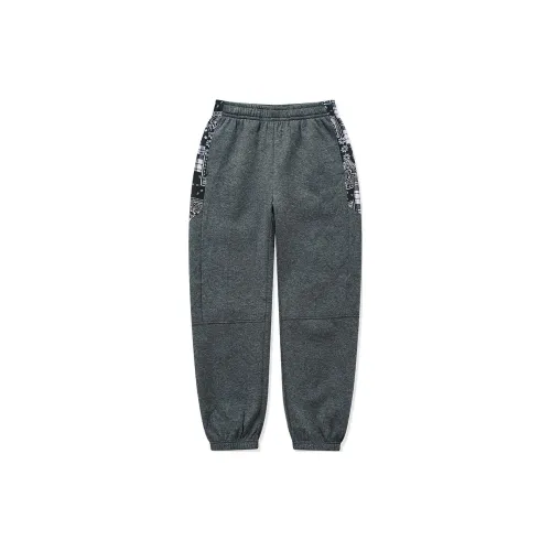 QIAODAN Knitted Sweatpants Men Black Gray/Black Gray Print