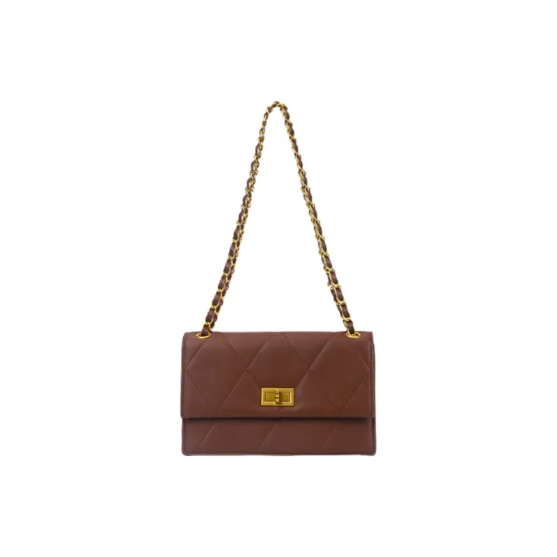 PAYOT Cow Leather Chanel Inspired Shoulder Bag For Women's Shoulder Bag Crossbody Bag Women's Caramel-0