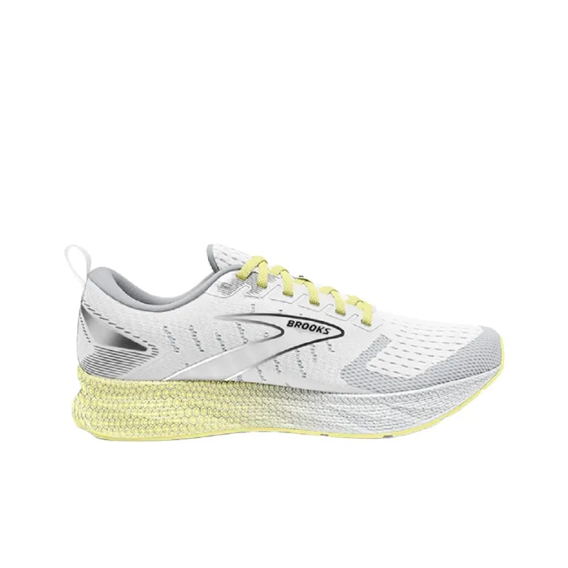 Brooks Levitate GTS Cushioning Breathable Low-Top Athletic Shoes Women's White Yellow-1