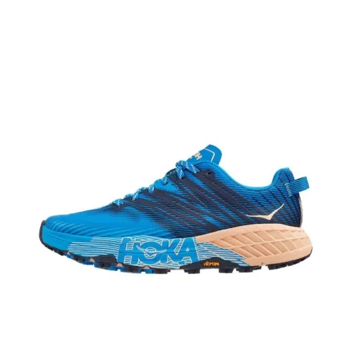 HOKA ONE ONE Speedgoat 4 Running Shoes Women's Low-Top Blue/Apricot