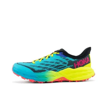 HOKA ONE ONE Speedgoat 5 Shock Absorbers Low Top Casual Running Shoes Men's Blue Green Red Loose Fit