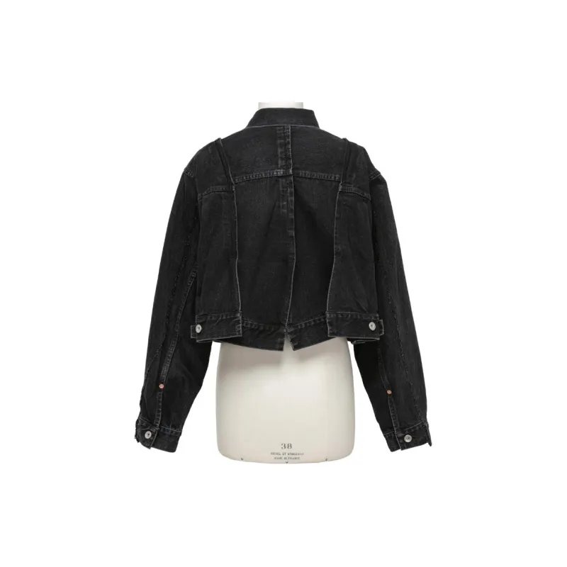 Sacai Denim Wool Melton Jacket 'Black'-1