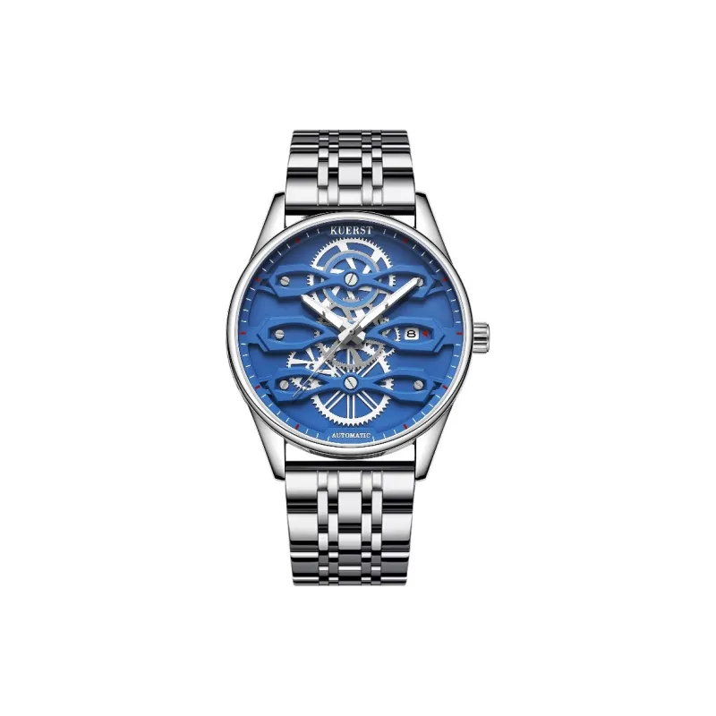 KUERST Automatic Mechanical Movement Steel Strap Watch Men's Watches Blue Dial-3