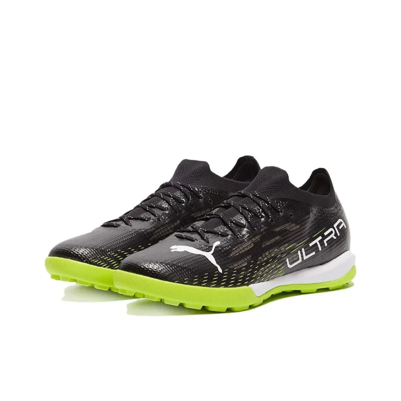 PUMA Ultra 1.3 AG Artificial Ground Artificial Ground Anti Slip Wear Resistant Soccer Shoes Men's Black Green White-2