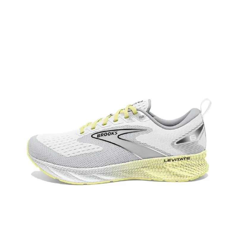 Brooks Levitate GTS Cushioning Breathable Low-Top Athletic Shoes Women's White Yellow-0