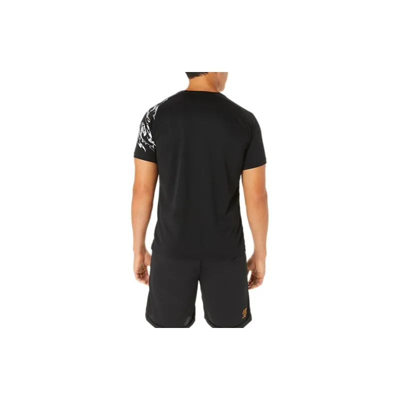 Asics Dry Print T-Shirt Men's Performance Black / Pure Silver Color-1