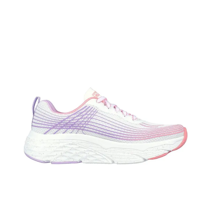 Skechers Max Cushioning Anti-Slip And Wear-Resistant Support Low-Top Casual Running Shoes Women's White Purple-1