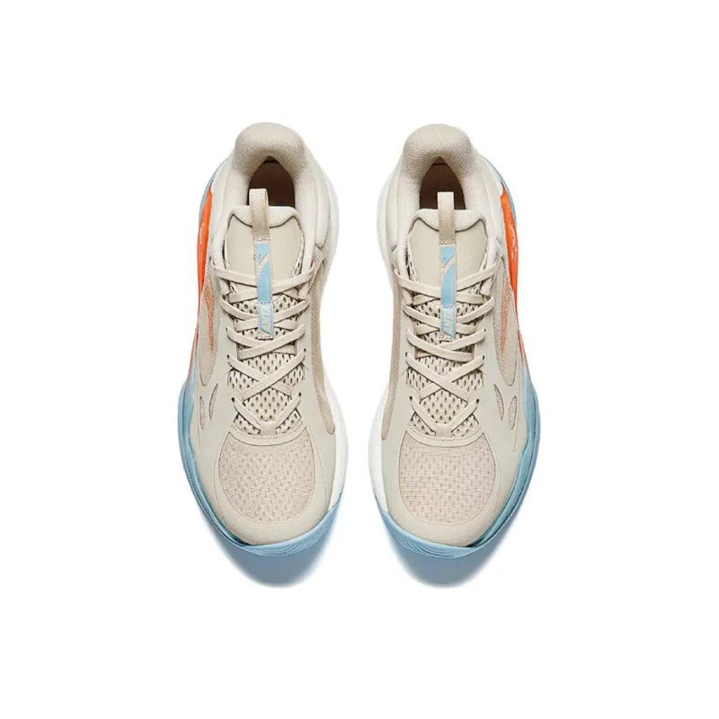 Anta Sky Blue RETRO Skyline RETRO Abrasion-Resistant Low-Top Basketball Shoes Men's Beige Orange-2