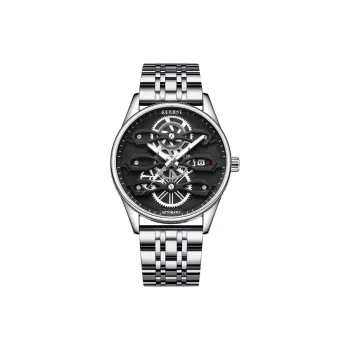 KUERST Automatic Mechanical Movement Steel Strap Watch Men's Watches Blue Dial
