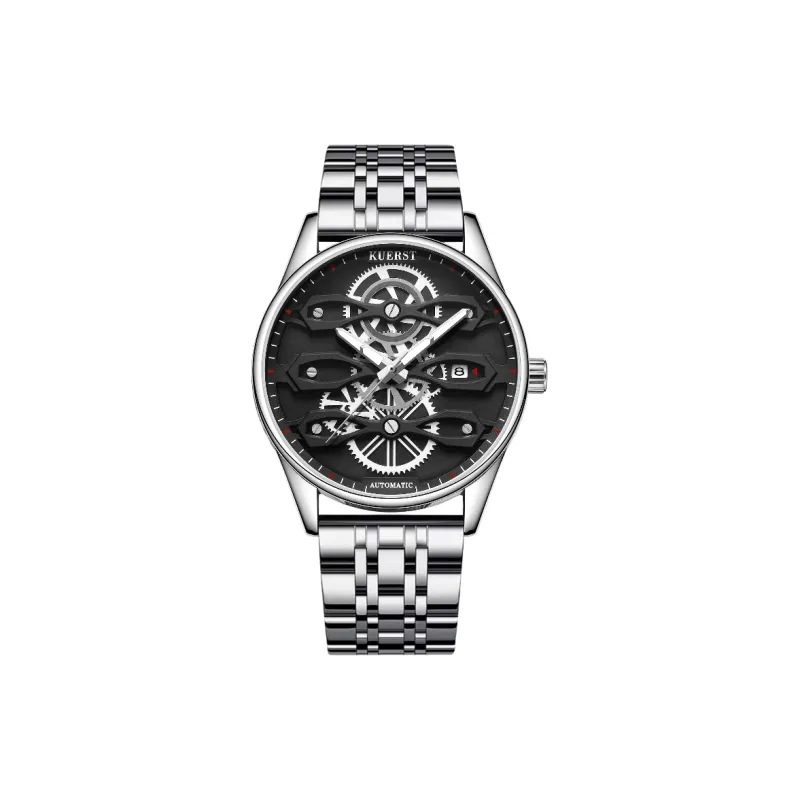 KUERST Automatic Mechanical Movement Steel Strap Watch Men's Watches Blue Dial-0