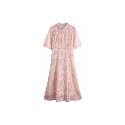 Aghr Short-Sleeved Dresses Women's Pink Floral Pink