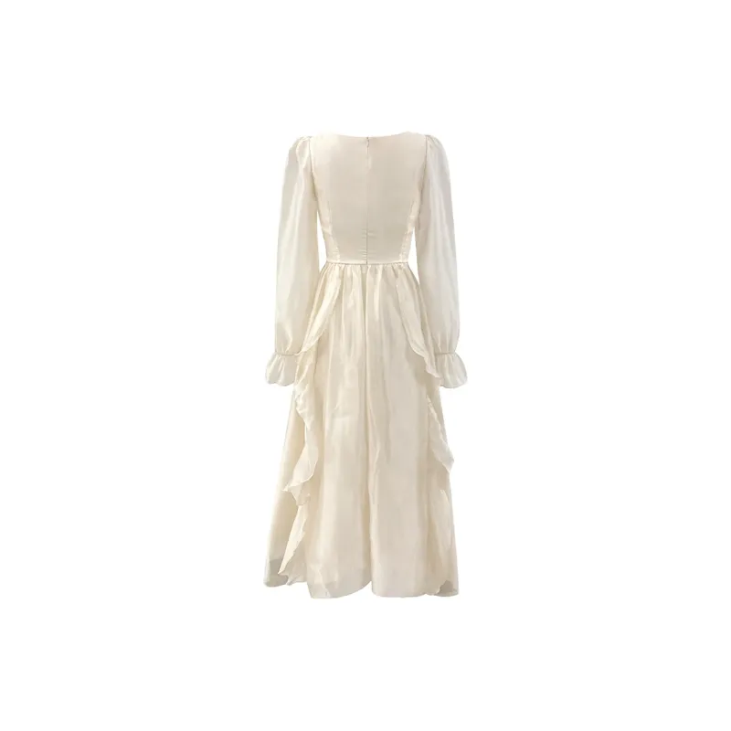 Zukizuki Long Sleeved Dress Women's Apricot-1