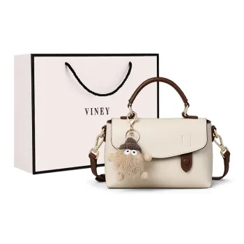 VINEY Cow Leather Handbag, Shoulder Bag, Crossbody Bag Regular Women's Milkshake White