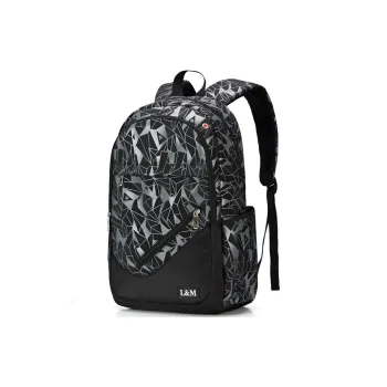 L&M Oxford Backpack Laptop Bags Regular Unisex Black