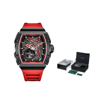 OLTO 8 Astral Series Wrist Watch Automatic Mechanical Movement Silicone Strap Black Dial Men's Watches