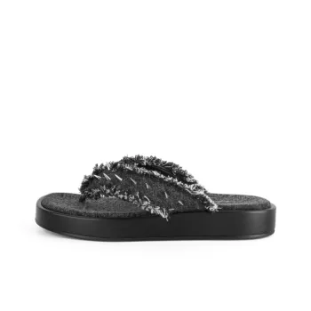 INJOYLIFE Slip-Resistant Abrasion-Resistant Flip Flops Women's Denim Black