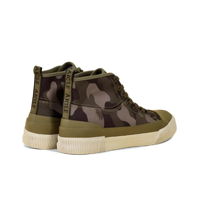 AIGLE Rubber Mid W Pt Anti-Slip Wear-Resistant High-Top Skateboard Shoes Women's Green-3