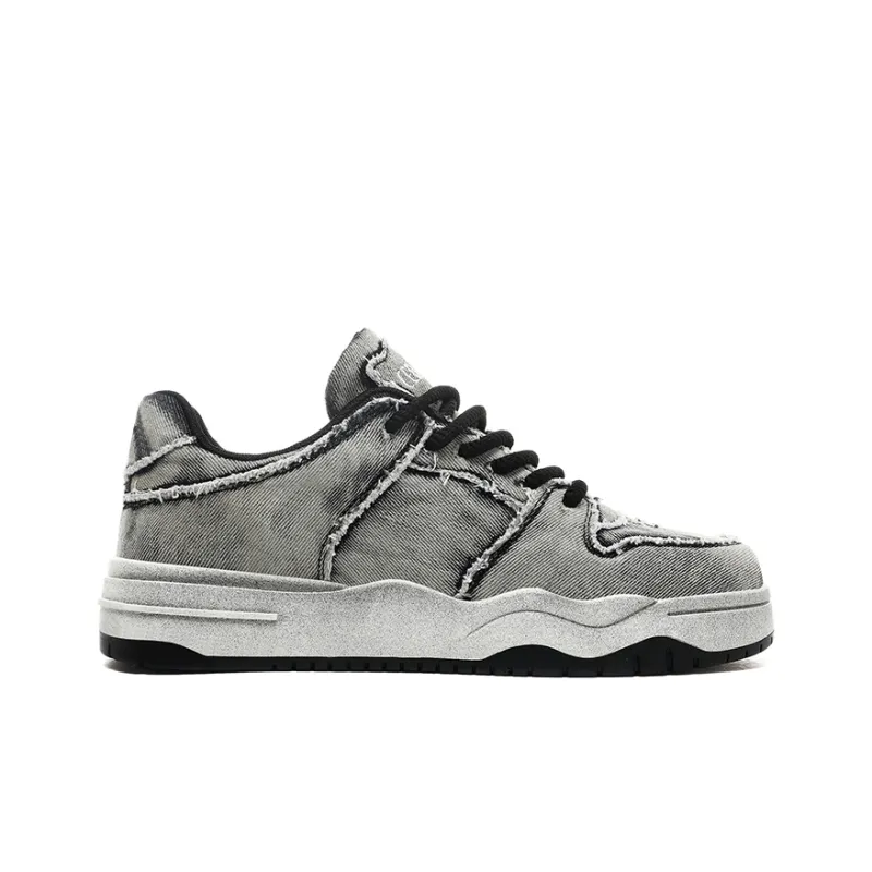 CEDAR HAN Anti-Slip Wear-Resistant Breathable Moisture-Wicking Low-Top Canvas Shoes Unisex Washed Gray Black-1