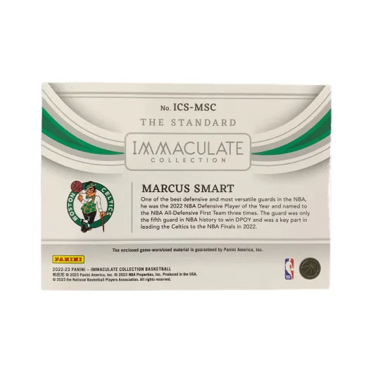 PANINI 2022 23 Immaculate Celtics Smart Large Window Jersey Card Player Card Access Pass Sports Cards 1 Pc-1