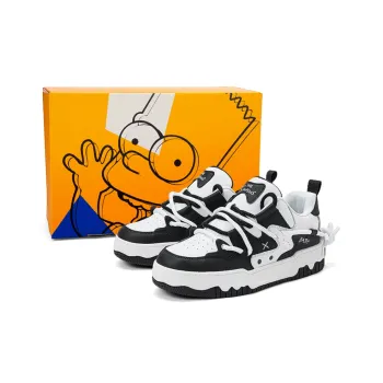 The Simpsons Skateboard Shoes Unisex Low Top Black White/White Brown