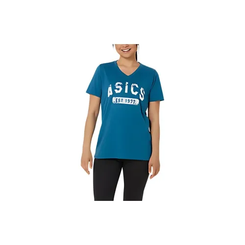 Asics EST 1977 V-NECK T-Shirts Women's Turquoise